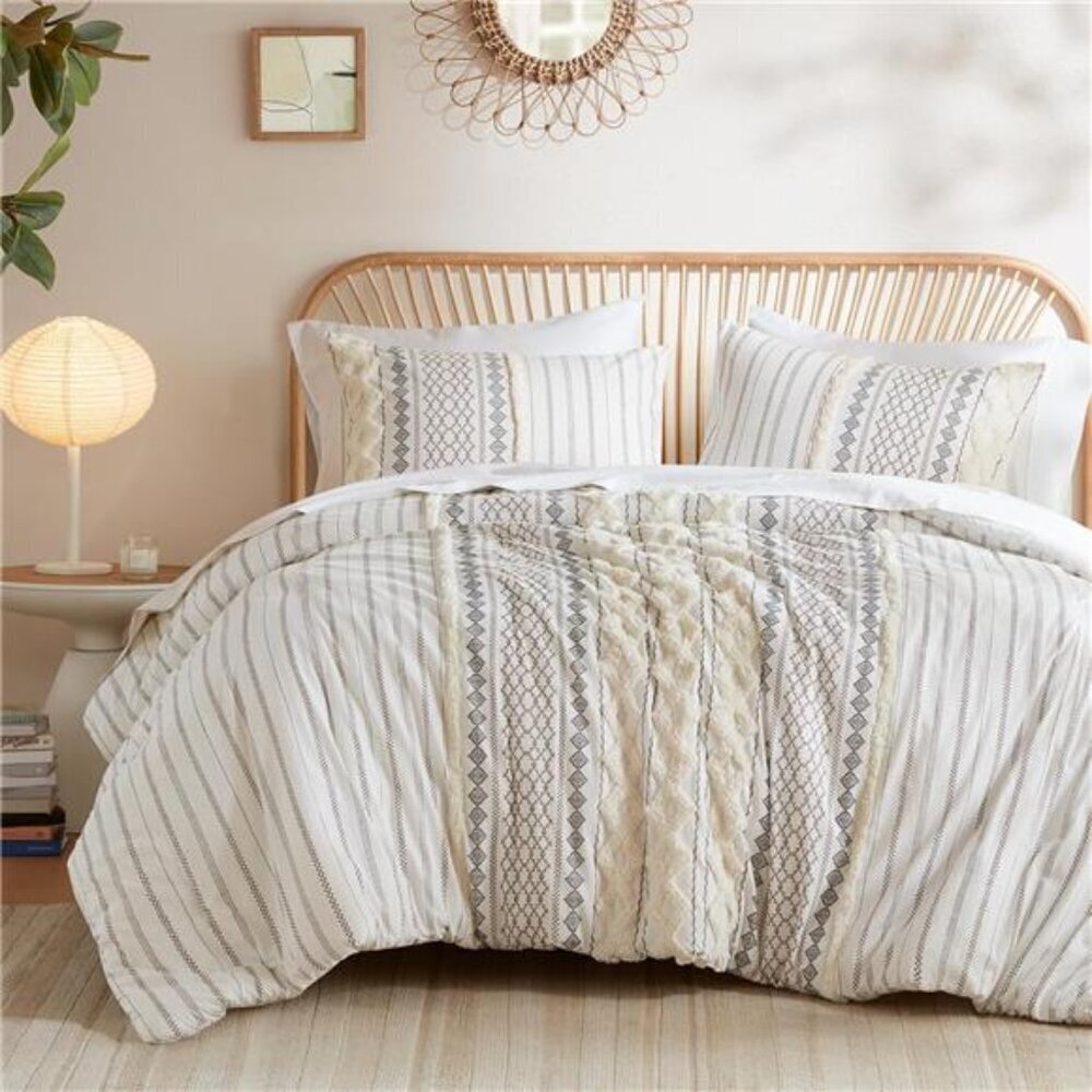 King Comforter Set Cotton Chenille Tufted Bedding